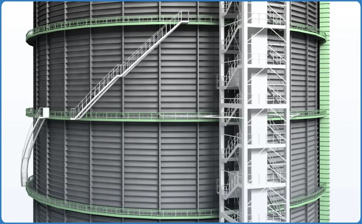 Industrielle Struktur mit Treppen und Plattformen