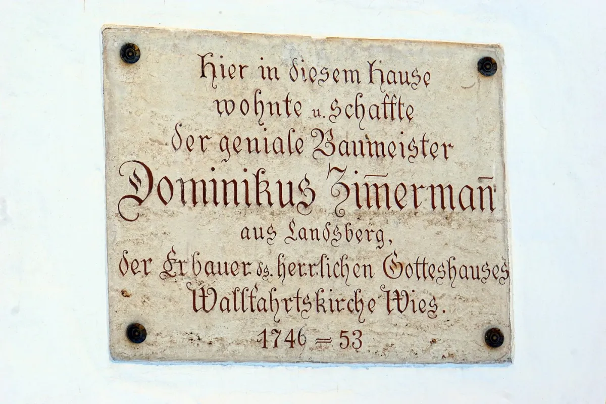 Gedenktafel für Dominikus Zimmermann.