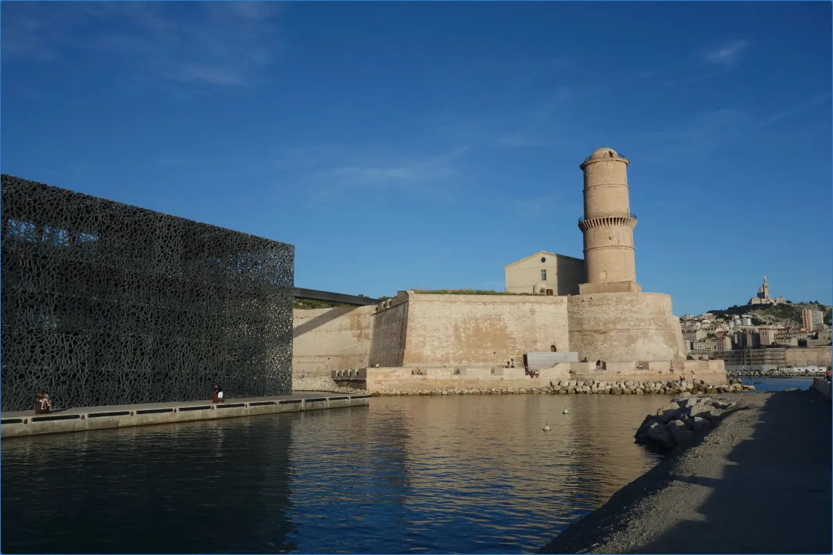 Fort Saint-Jean and modern building by the water