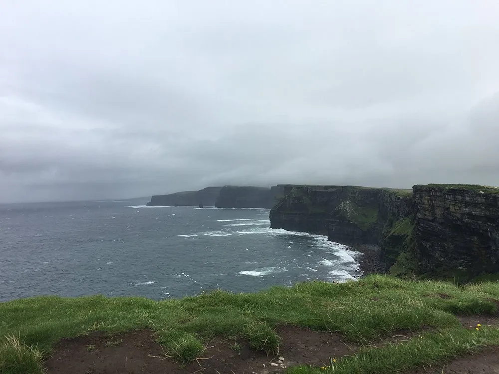 Cliffs overlooking the ocean on a cloudy day