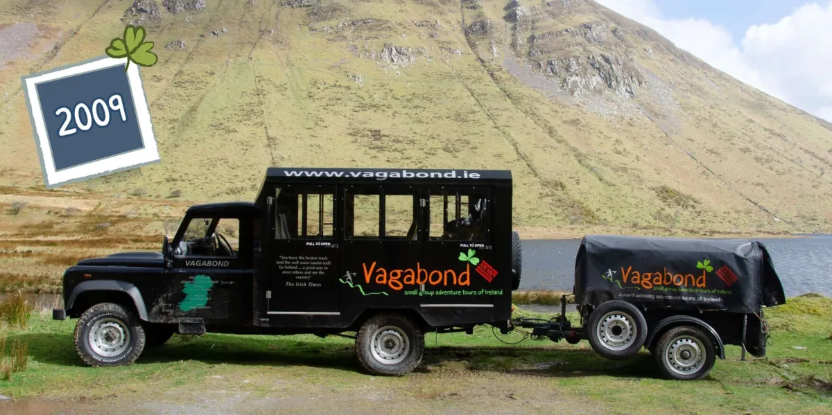 Vagabond tour vehicle in scenic landscape