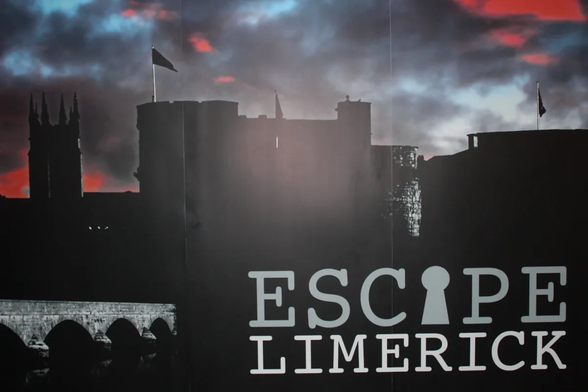 Silhouette of Limerick skyline with Escape Limerick text.