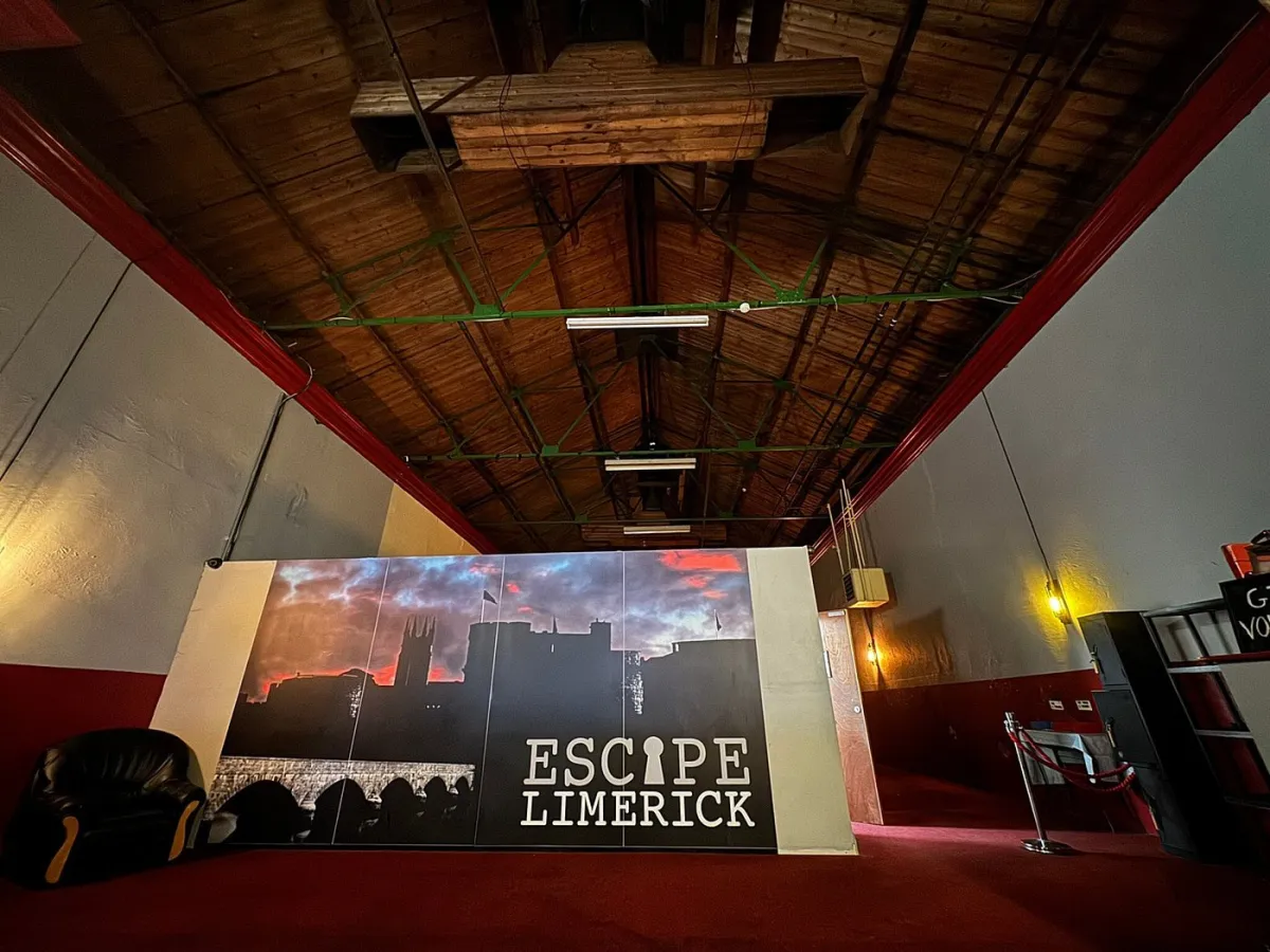Interior of Escape Limerick with wooden ceiling.