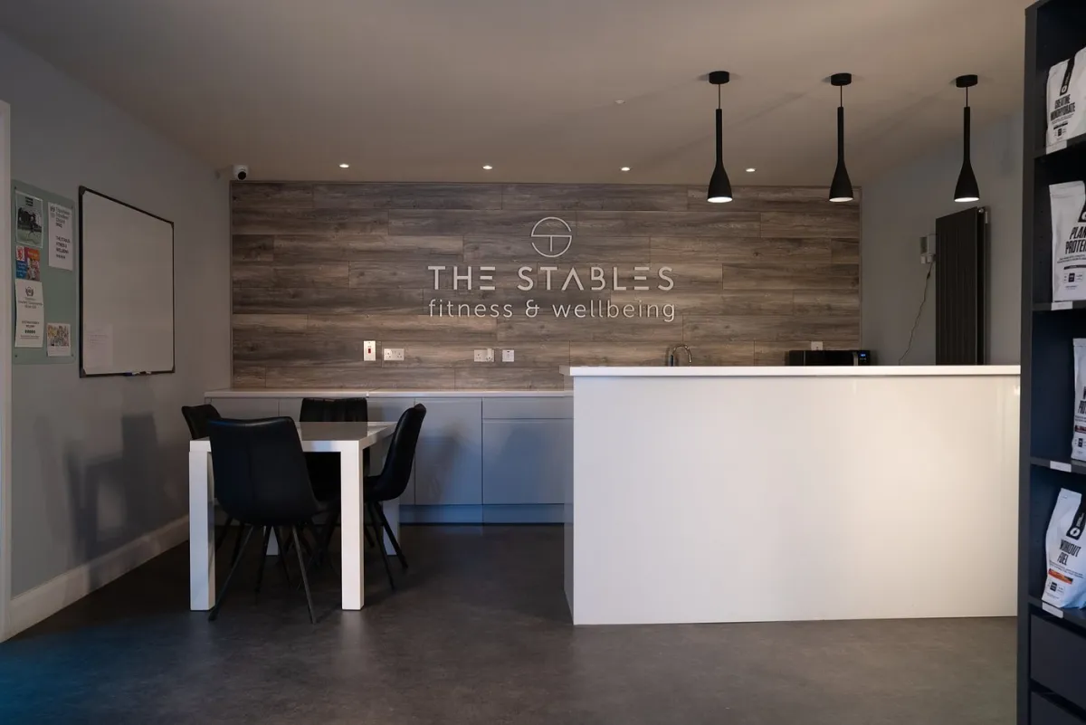 Reception area of The Stables fitness and wellbeing center.