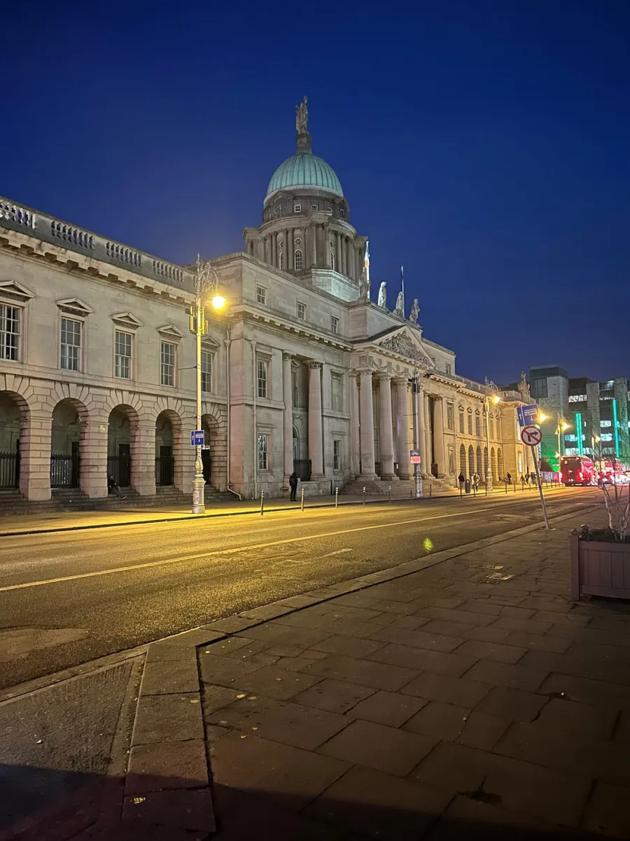 Historic building with dome at night