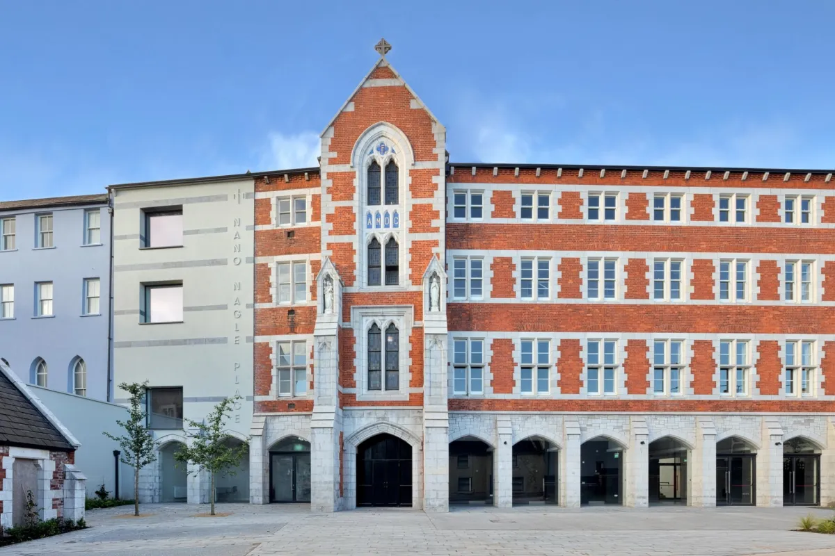 Historic brick building with arched windows