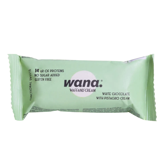 Wana Waffand Cream Protein bar, White Chocolate with Pistachio Cream 43g