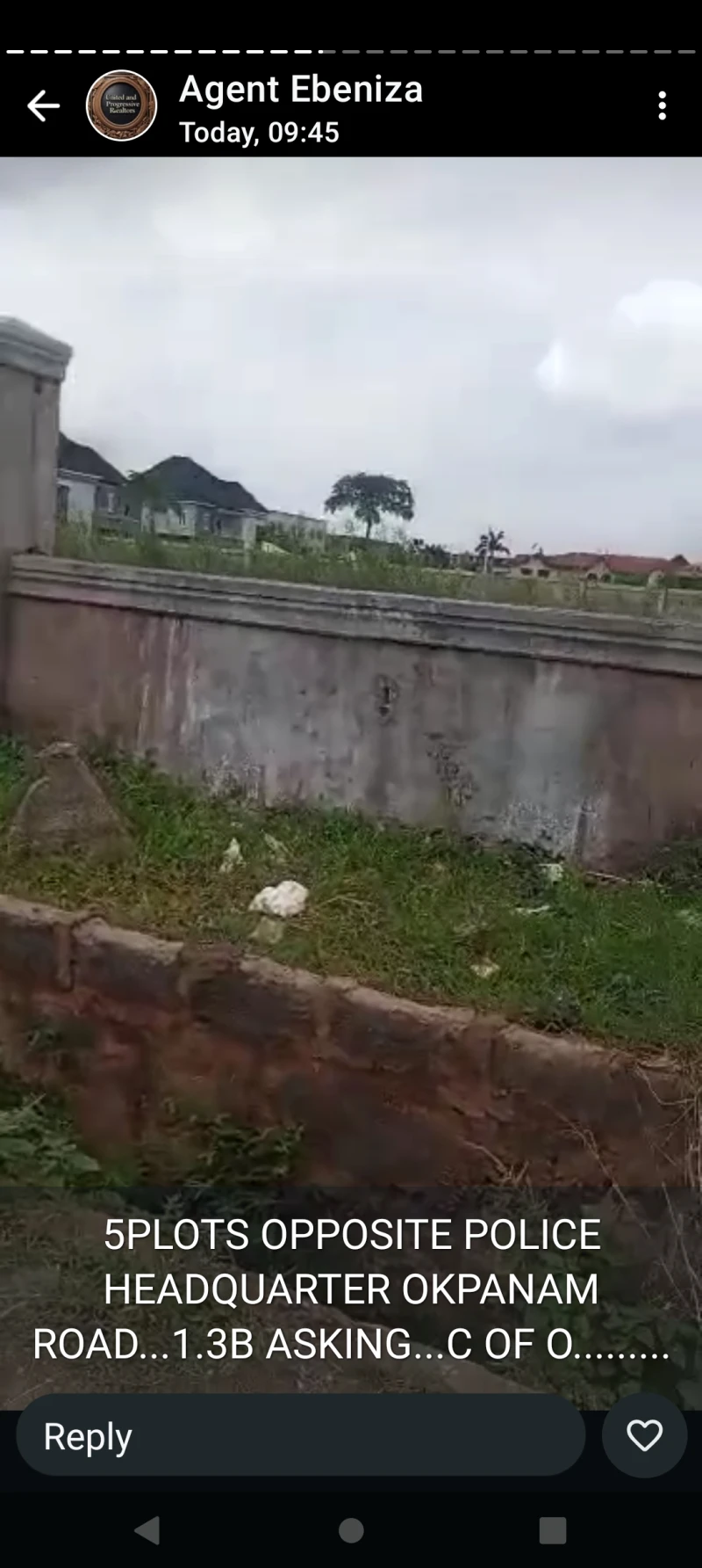 Land for Sale in 5 plots of land opp Police Headquarters, Delta - Image 1