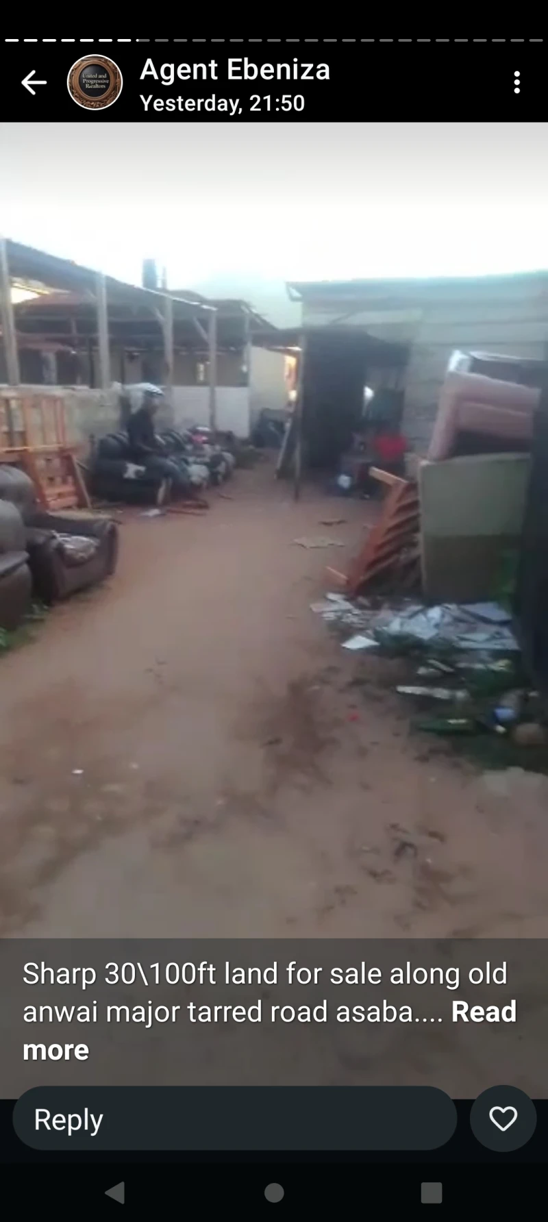 Land for Sale in 30 by 100 at old anwai road, Delta cover picture