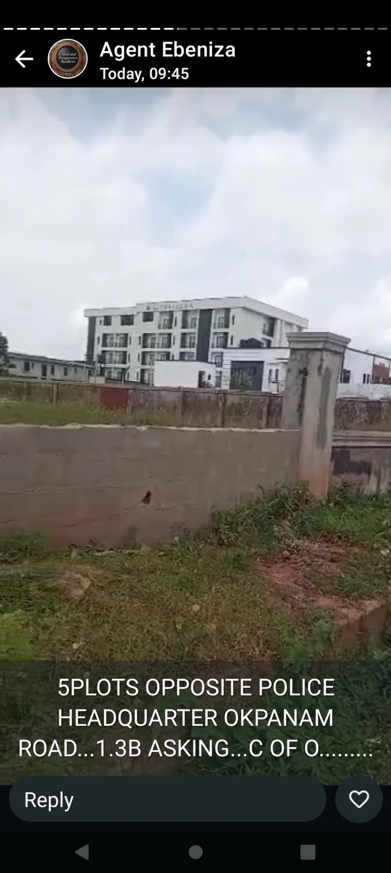 Land for Sale in 5 plots of land opp Police Headquarters, Delta cover picture