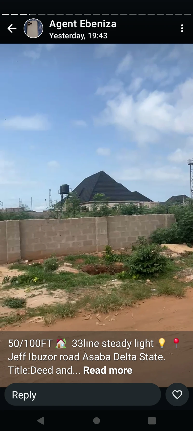 Land for Sale in Ibusa Road, Delta