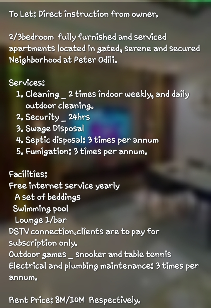 3 Bedroom Flat for Rent in PETER ODILI, Rivers - Image 1