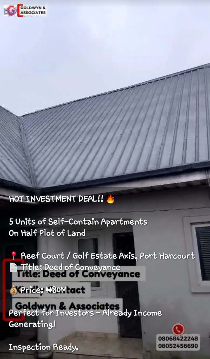 SelfContain for Sale in REEF COURT, Rivers - Image 1