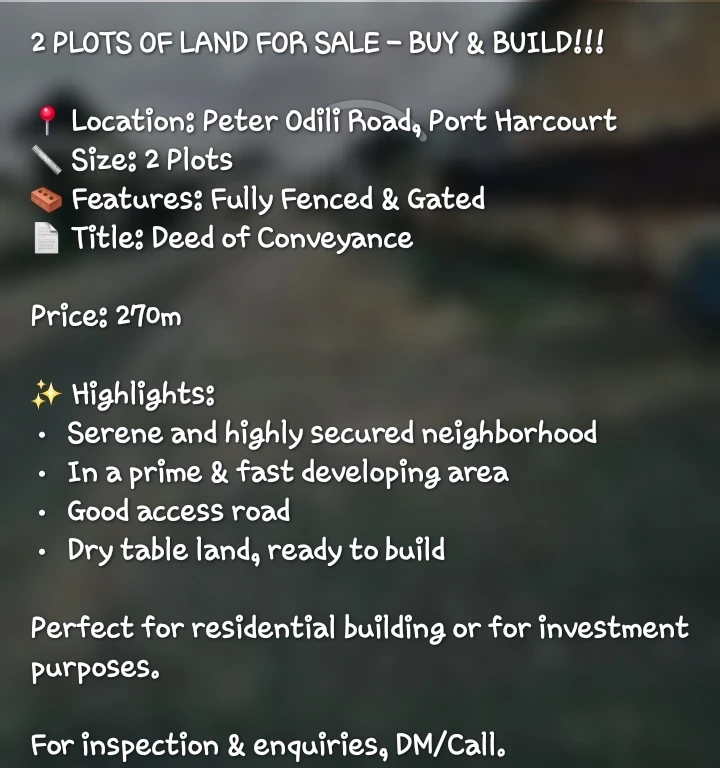 Land for Sale in PETER ODILI, Rivers - Image 2