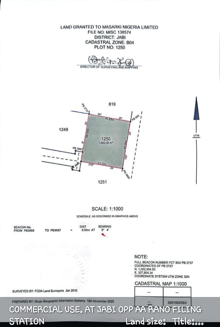 Land for Sale in JABI, Abuja