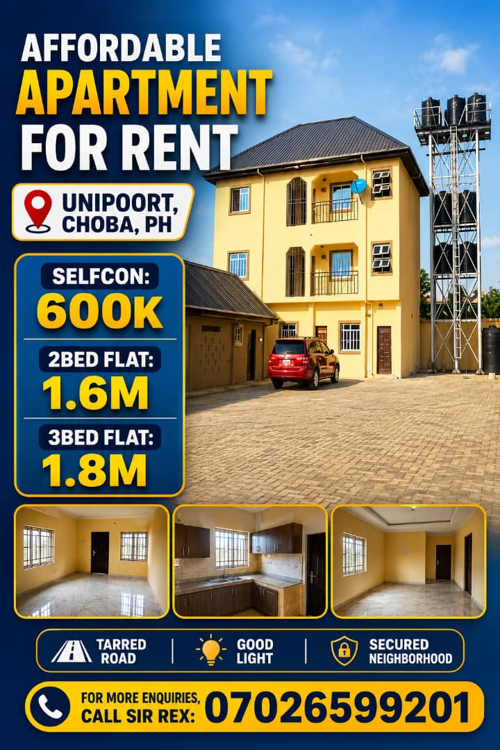 2 Bedroom Flat for Rent in CHOBA, Rivers