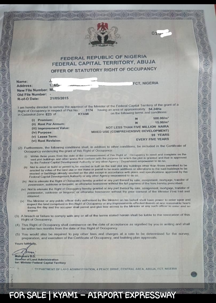 Land for Sale in KYAMI, Abuja