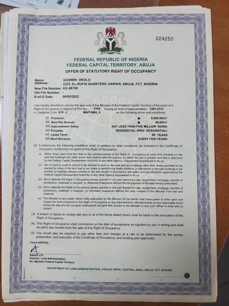 Land for Sale in maitama11, FCT