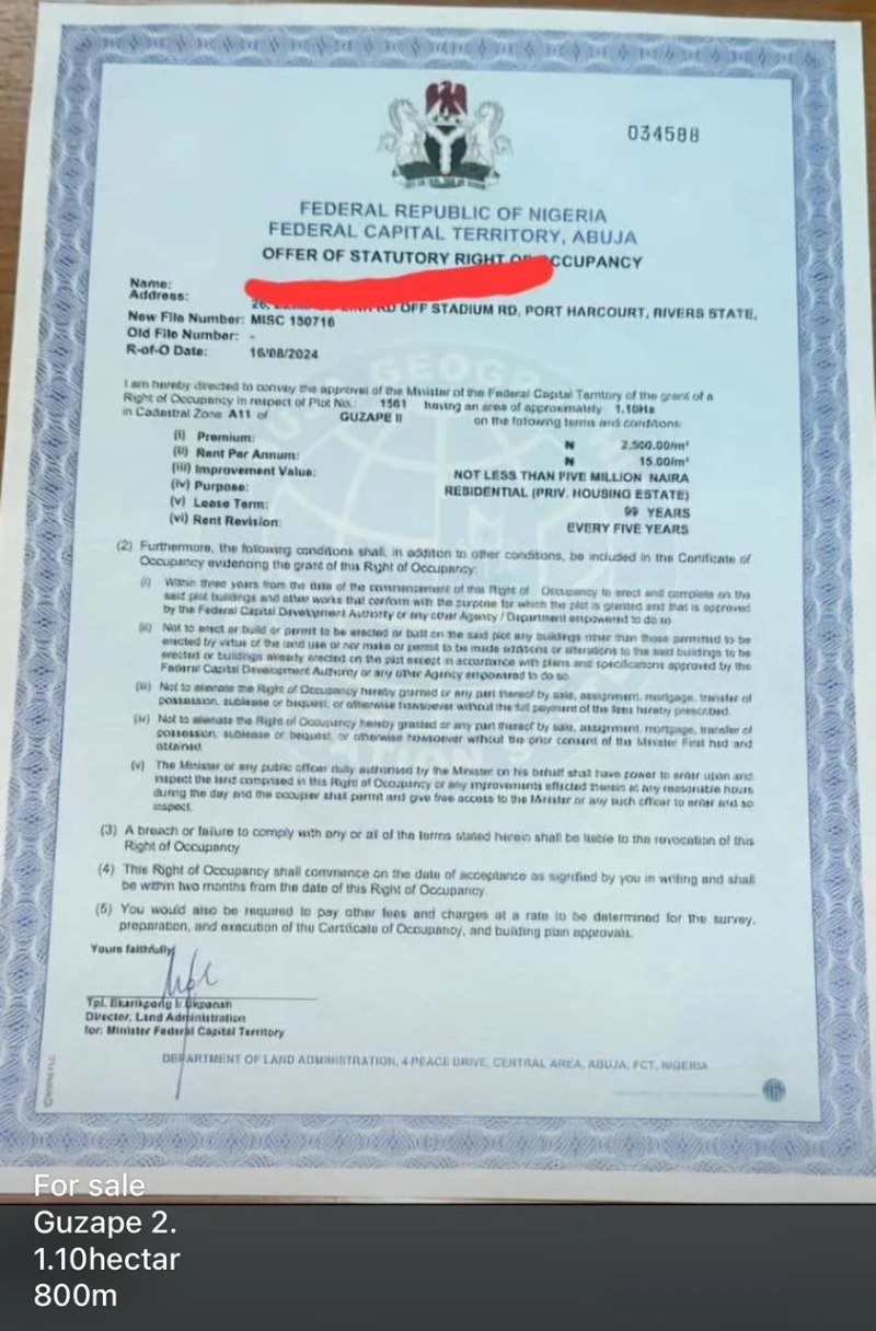 Land for Sale in GUZAPE II, ABUJA, FCT