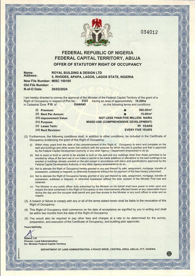 Land for Sale in WASA Plot 7513, FCT