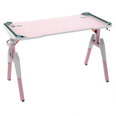 T1140 Gaming Desk with Wireless Charging and USB Hub Pink