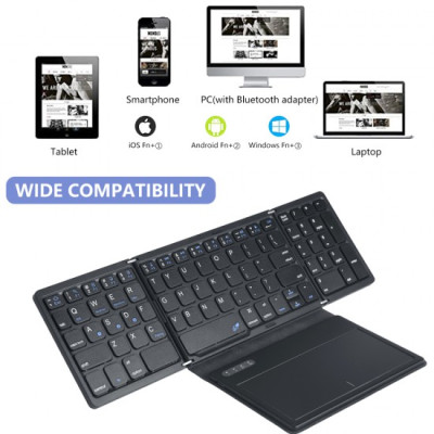 Keyboard Wireless Bluetooth Foldable Rechargeable with Touchpad B055