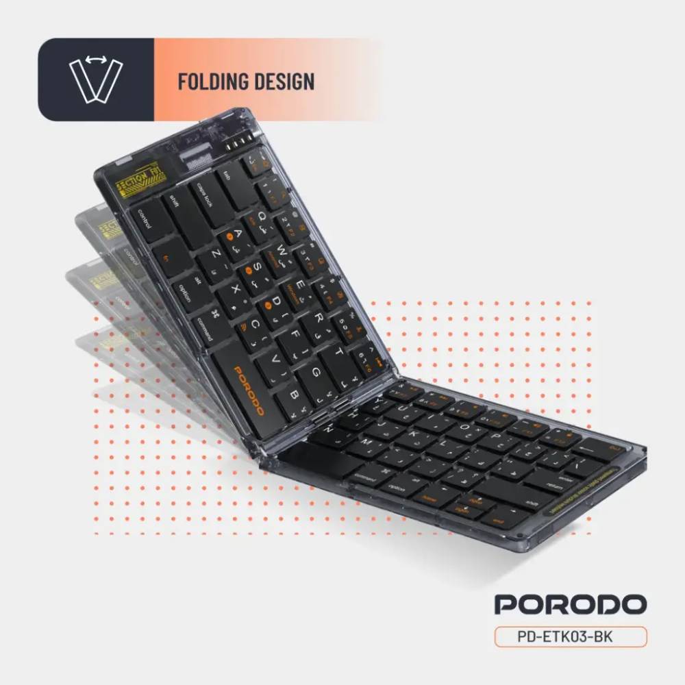 Porodo Crystal Shell Wireless Keyboard Black