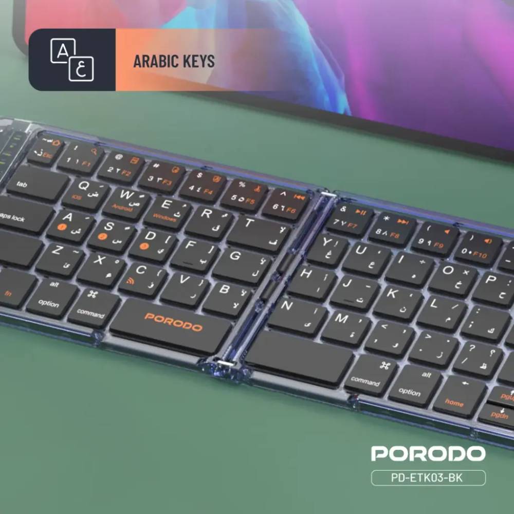 Porodo Crystal Shell Wireless Keyboard Black