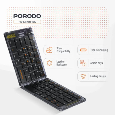 Porodo Crystal Shell Wireless Keyboard Black