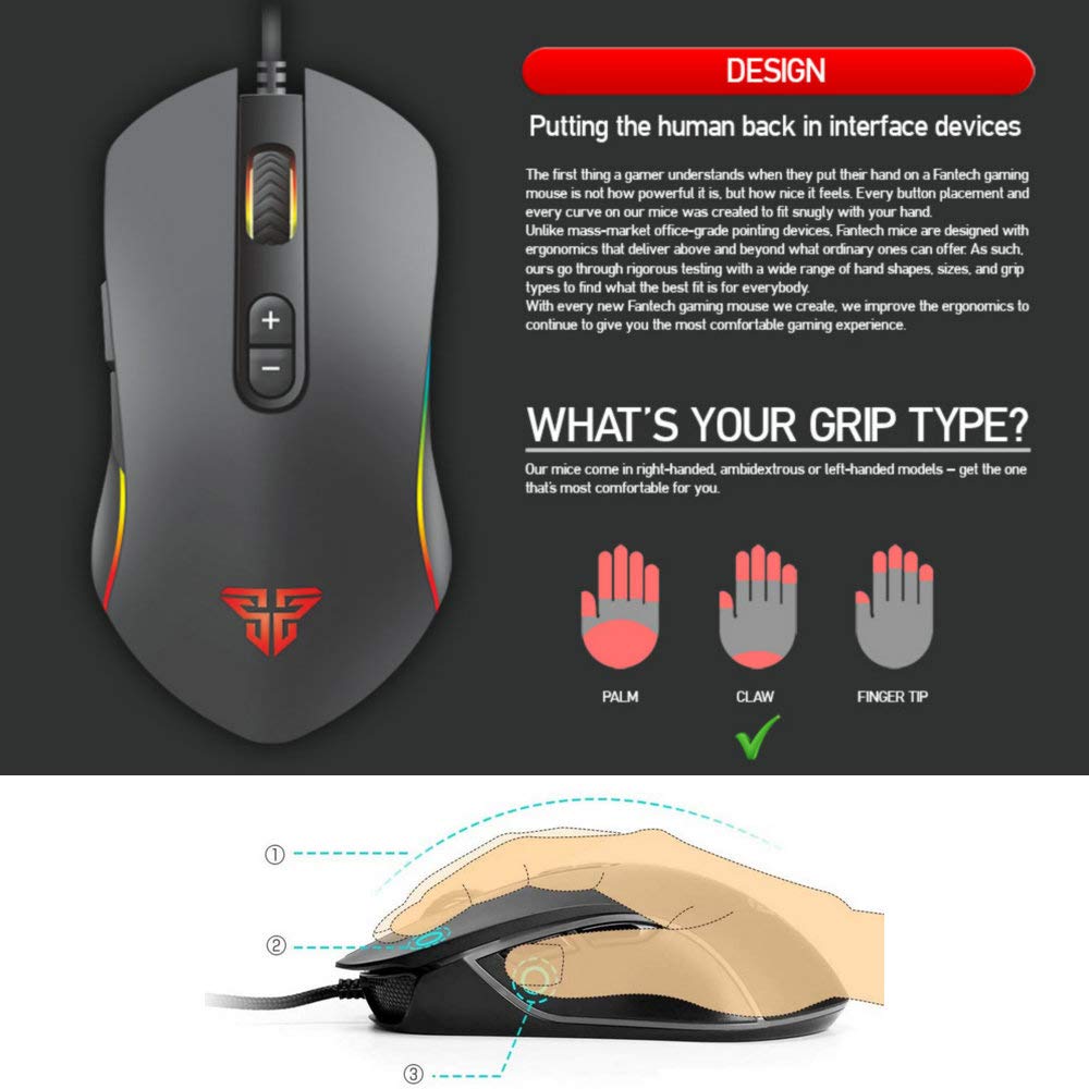 MAXPOW FANTECH X9 Thor Macro Gaming Mouse 7D 7 