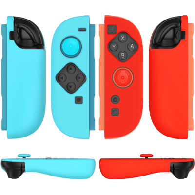 PRICE Joy Con Grips Anti-Slip Silicone Joy Con Gel Guards Skin Cover 4 – 1 Pair / 4pcs red and blue – L/R with Thumb Stick Caps for Nintendo Switch Joy Con Controller