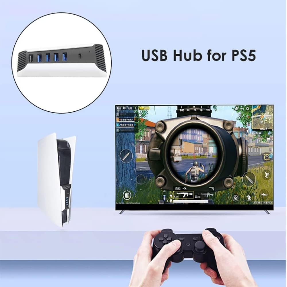 G-Dreamer HS-PS5027 5 in 1 USB HUB For PS5 Console – 4 USB data transmission ports, 1 USB charging port, 1 type-c3.1 port