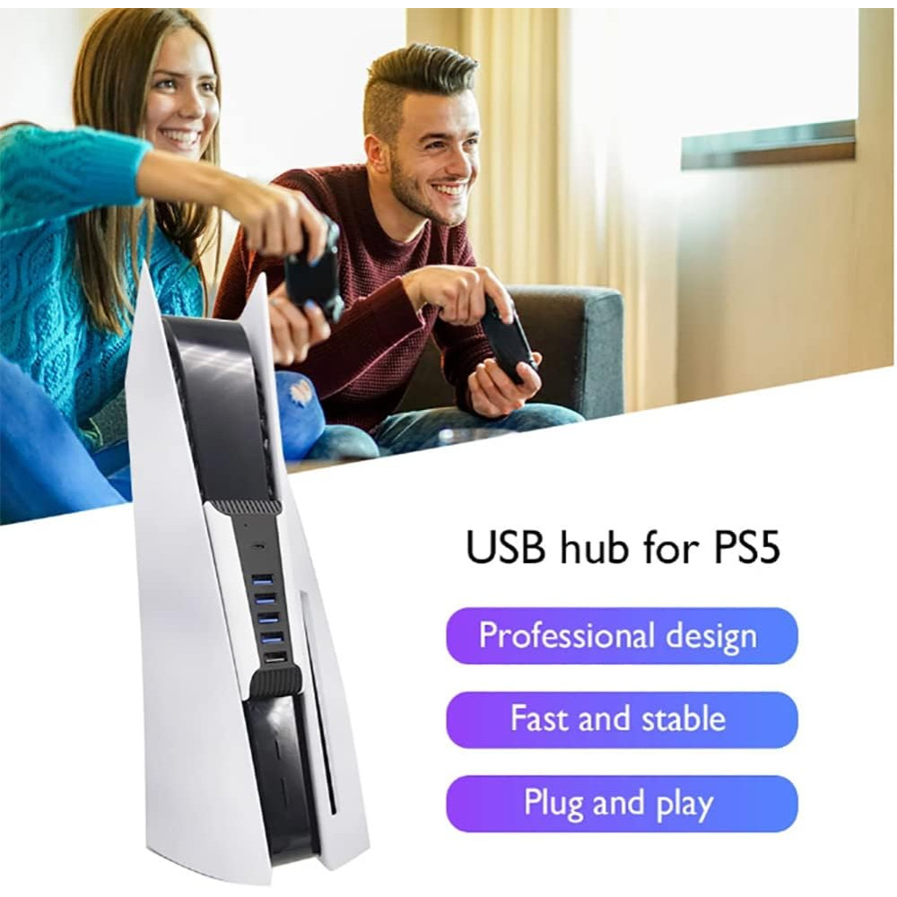 G-Dreamer HS-PS5027 5 in 1 USB HUB For PS5 Console – 4 USB data transmission ports, 1 USB charging port, 1 type-c3.1 port