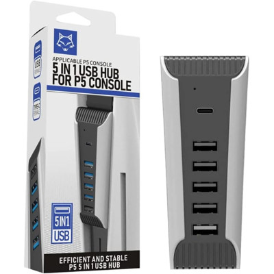 G-Dreamer HS-PS5027 5 in 1 USB HUB For PS5 Console – 4 USB data transmission ports, 1 USB charging port, 1 type-c3.1 port