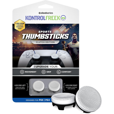 KontrolFreek Clutch for PS5 and PS4 Controller Performance Thumbsticks 2 Low Size Concave Black and White