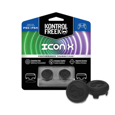 KontrolFreek Icon X Performance Thumbsticks for PlayStation 4 (PS4) and PlayStation 5 (PS5) | 2 Mid-Rise Convex | Black