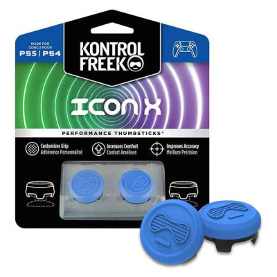 KontrolFreek Icon X Performance Thumbsticks for PlayStation 4 (PS4) and PlayStation 5 (PS5) | 2 Mid-Rise Convex | Blue