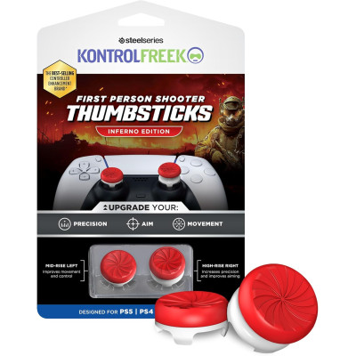 KontrolFreek Apex Predator Edition Performance Thumbstick For PS4 AND PS5 | 1 High-Rise, 1 Mid-Rise, Concave | Red/Black