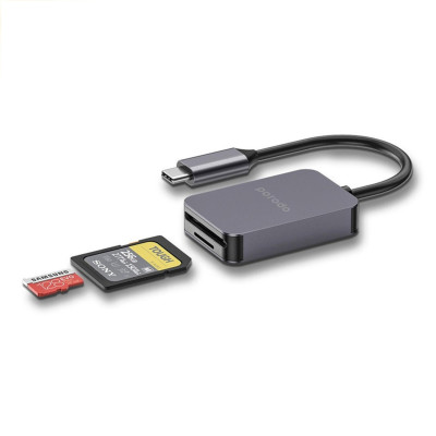 Porodo 2in1 USB-C Card Reader SD MicroSD – Grey | 21CDR
