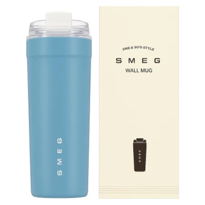 SMEG 550ml Stainless Steel Vacuum Insulated Travel Mug or Cup (Blue)