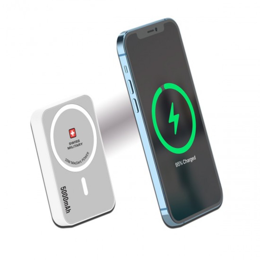Swiss Military MagSafe Wireless Charging Power Bank – White (5000mAh)