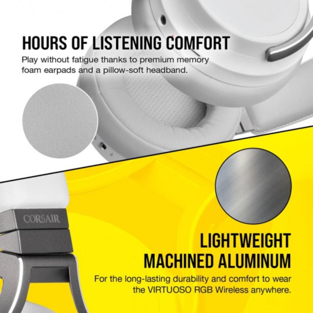 Corsair VIRTUOSO RGB WIRELESS High-Fidelity Gaming Headset - White