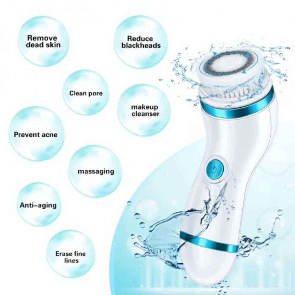 Cnaier 4-in-1 Electric Facial Cleansing Brush (AE-8286B, Blue)