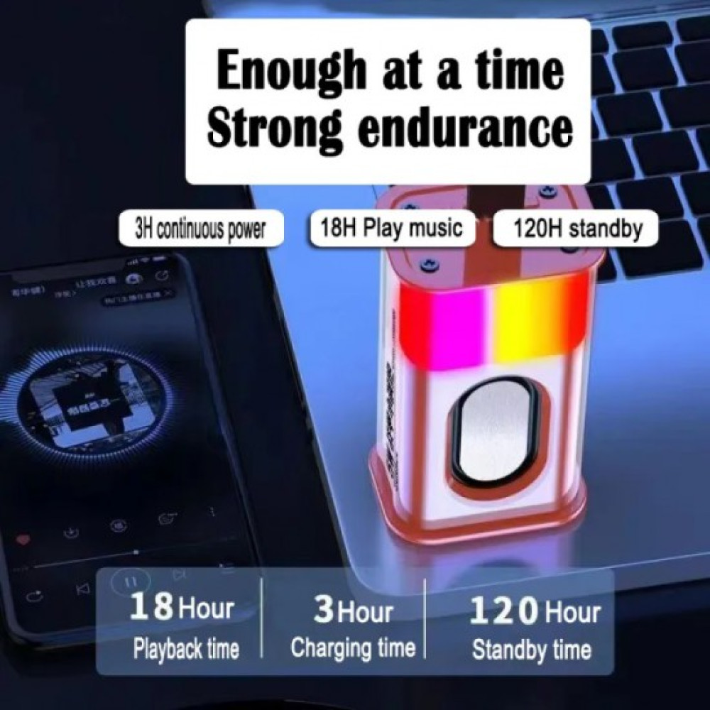 Bluetooth Wireless 5W Portable Speaker with RGB Light Orange