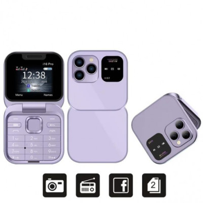 i16 Pro Foldable Mini Phone Purple