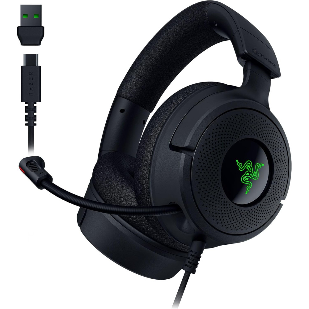RAZER Kraken PRO V2 Lightweight Aluminum Headband Retractable Mic in-Line Remote Gaming Headset Works with PC PS4 Xbox One Switch & Mobile Devices Black