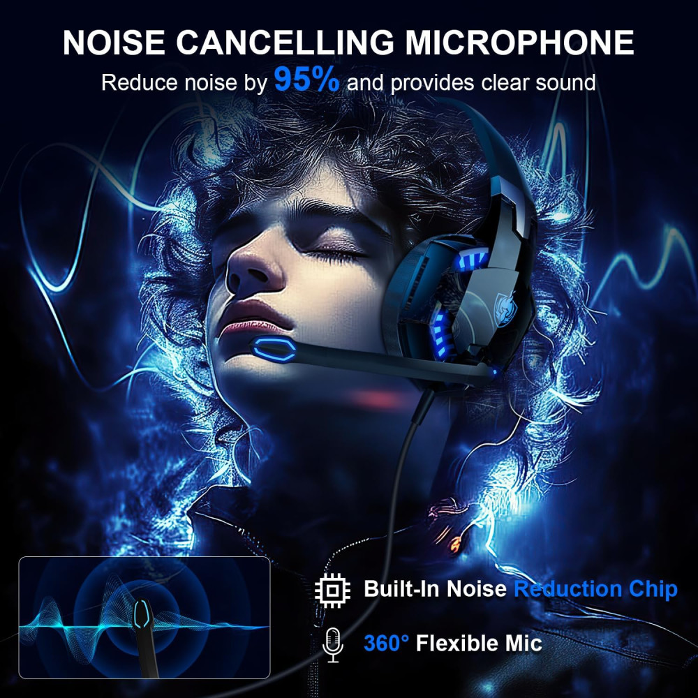 Phonix G9000 2.4GHz Wireless Gaming Headset for PS5 PS4 PC Switch 7.1 Stereo Sound Black