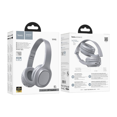 Hoco Foldable Bluetooth Headset (W46, Light Blue Grey)