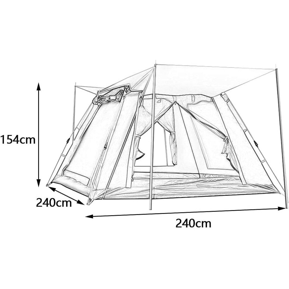 Waterproof Large 4-5 Person Camping Tent 240x240x155 - Dark green