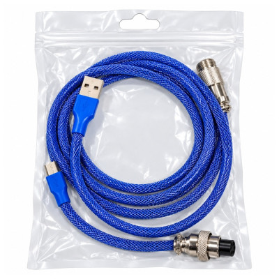 USB-A to Aviation Connector Braided Cable – Blue